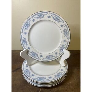 Set 4 Ecko International Winsford Blue Floral Rose 7.75" Salad Luncheon Plates